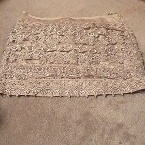 Beige lace skirt